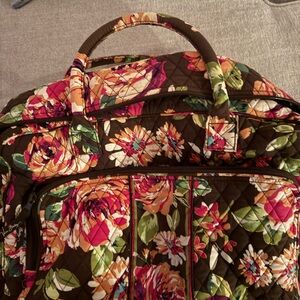 Vera Bradley Brown Floral Quilted Travel Bag